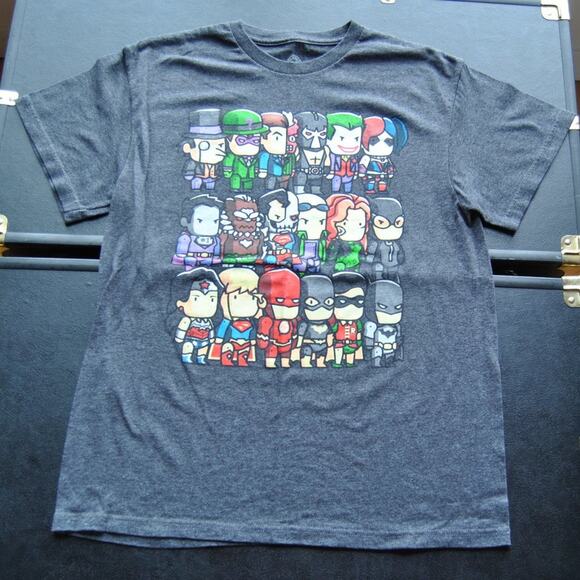 DC Comics Original Characters as Cartoons Medium Gray Short Sleeve Shirt - Picture 1 of 4